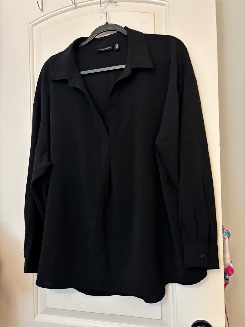 Rafaella Black Long-Sleeve Button-Down Shirt